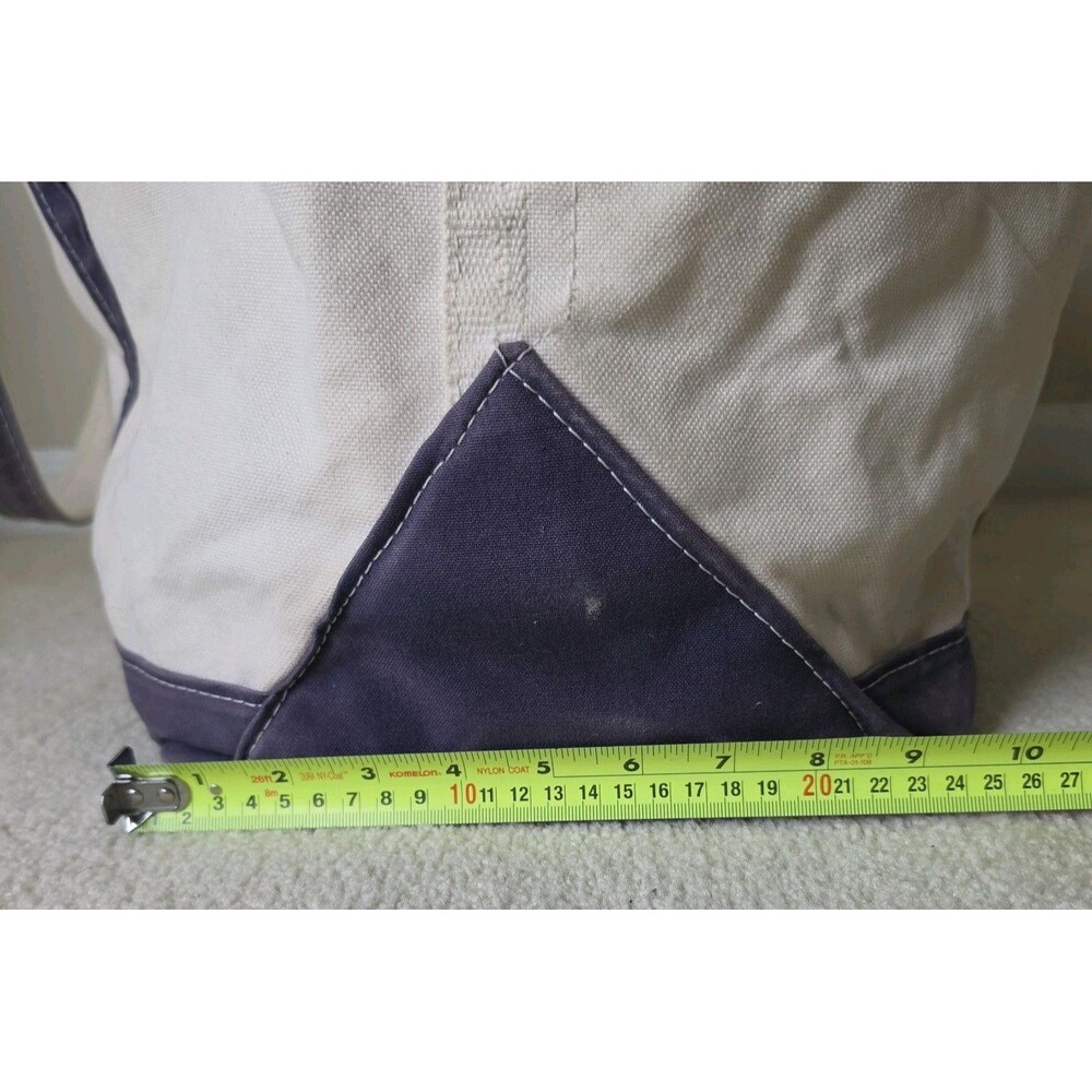 Vintage LL Bean Tote Bag XL Cream/Navy Canvas - Picture 4 of 12